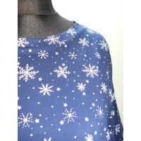 Bluzka w luźnym stylu oversize - granatowa w śnieżynki